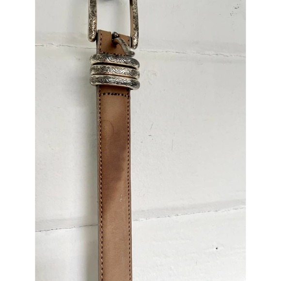 Brighton Accessories - Vintage Brighton Tan Suede Belt with Sterling Silver Buckle Size L